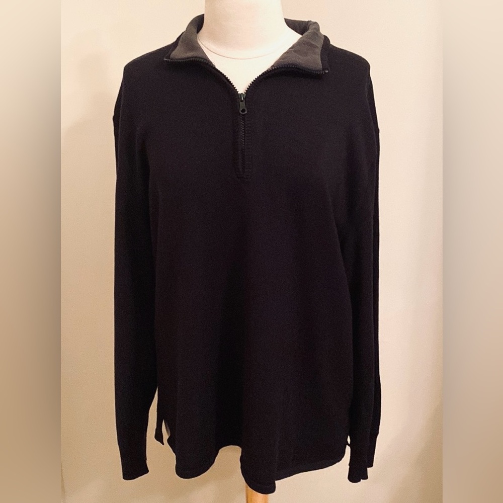The North Face Men’s Black Wool Blend Front Zip Fleece Long Sleeve Sweater SZ L